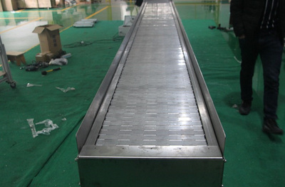 帶擋邊不銹鋼鏈板輸送機